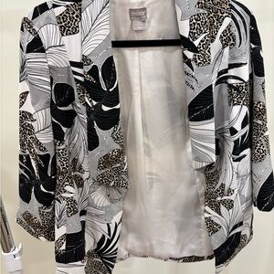Chico's Black, White, and Brown Patterned Blazer